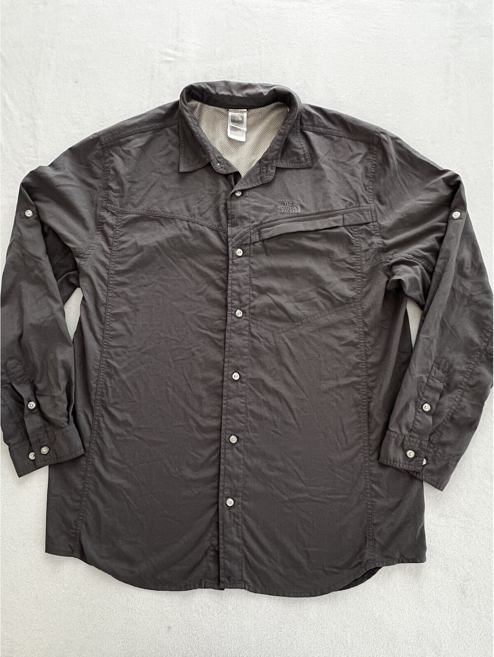 The North Face Long Sleeve Vintage Button Up Gray Men Size Large Vented Outdoor